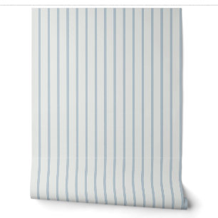 Powder Blue Classic Mattress Ticking Stripe Wallpaper