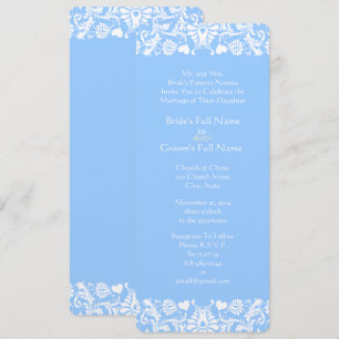 Powder Blue Damask Wedding Invitation