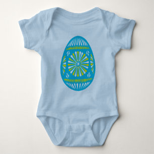 Powder blue decorated easter egg baby bodysuit