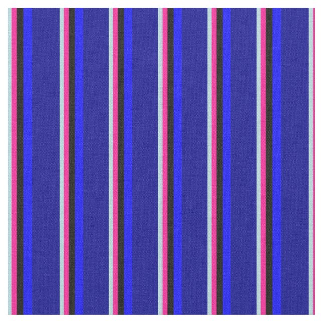 Powder Blue, Deep Pink, Black, Blue, and Dark Blue Fabric (Close Up)