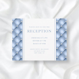 Powder Blue Diamond Tufted Wedding Reception Enclosure Card