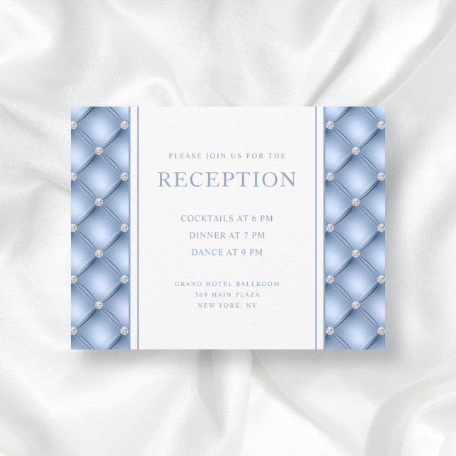 Powder Blue  Diamond Tufted Wedding Reception      Enclosure Card (Creator Uploaded)