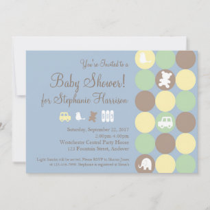 Powder Blue Dots Boy Baby Shower Invitation