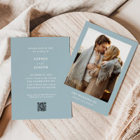 Powder Blue Elegant Text and Photo QR Code Wedding