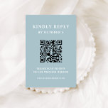 Powder Blue Elegant Text | Wedding QR Code RSVP Card<br><div class="desc">This minimalist and elegant scannable QR code wedding response card features modern white text on a light,  powder blue background,  for a chic,  simple and stylish look. Your guests can easily scan the code to visit your wedding website and rsvp online.</div>