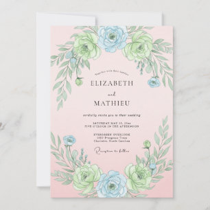 Powder Blue Ethereal Botanical Wedding Invitation
