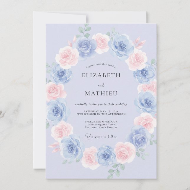 Powder Blue Ethereal Romantic Wedding Invitation (Front)