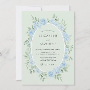 Powder Blue Ethereal Rose Wedding Invitation