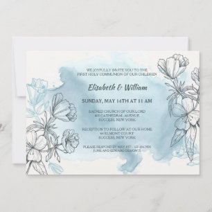 Powder Blue Floral Invitation