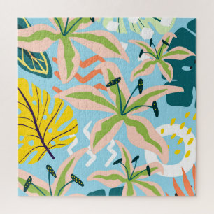 Powder Blue Floral Jigsaw Puzzle