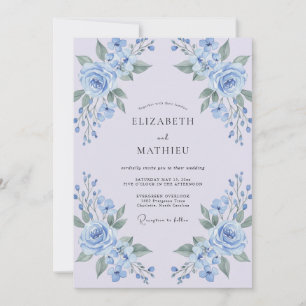 Powder Blue Floral Wedding Invitation