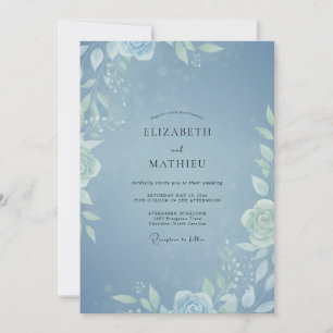 Powder Blue Foliage Soft Eucalyptus Wedding Invitation