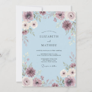 Powder Blue Gentle Botanical Wedding Invitation