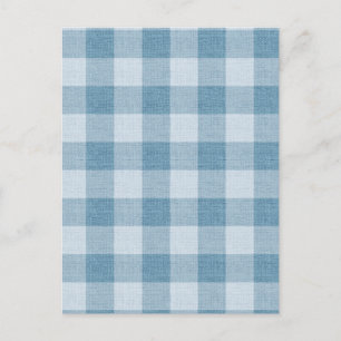 Powder Blue Gingham Buffalo Check Linen Texture Postcard