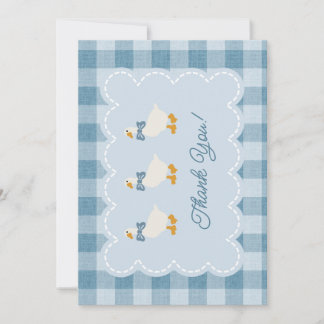 Powder Blue Gingham Goose Baby Shower Thank You Card