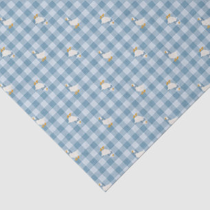 Powder Blue Gingham Goose Chequered Tissue Paper