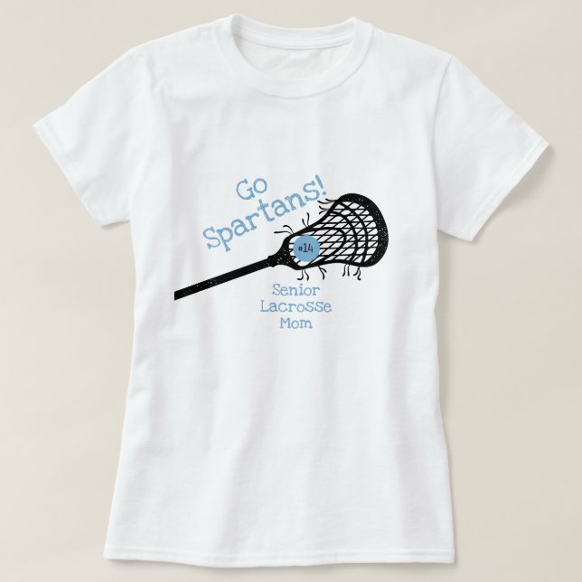 Powder Blue Go Team Lacrosse Mum T-Shirt (Design Front)