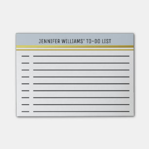 Powder Blue Gold Striped Modern Custom To-Do List Post-it Notes
