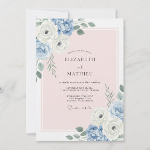 Powder Blue Graceful Summer Wedding Invitation