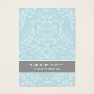 Powder Blue Grey Damask Custom Earring Card