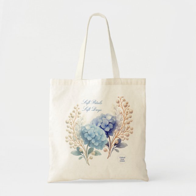  Powder Blue Hydrangea Watercolor Customer Loyalty Tote Bag (Front)