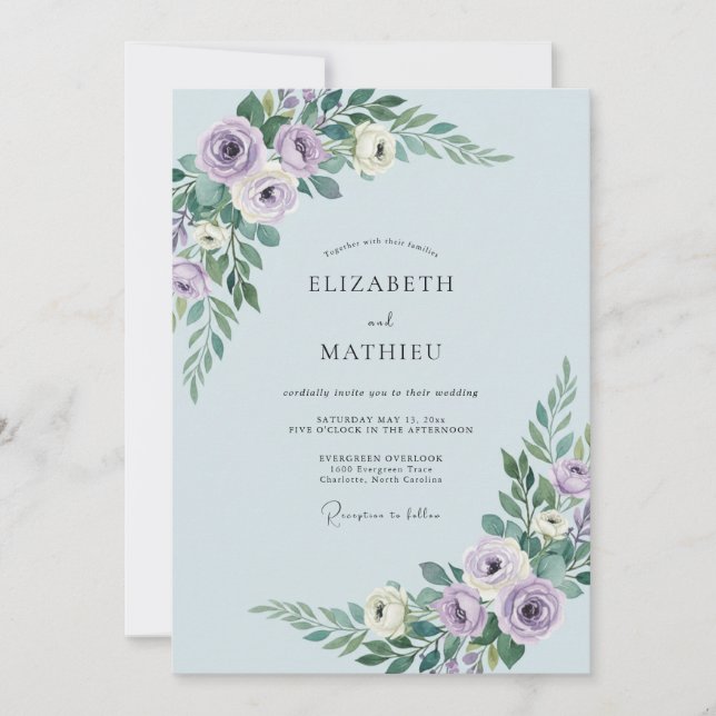 Powder Blue Idyllic Spring Wedding Invitation (Front)