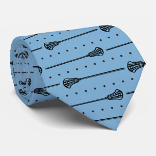 Powder Blue Lacrosse Black Sticks & Dots Pattern Tie