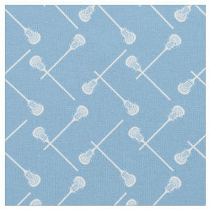 Powder Blue Lacrosse White Sticks Patterned Fabric