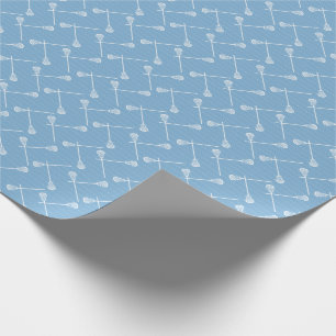 Powder Blue Lacrosse White Sticks Patterned Wrapping Paper