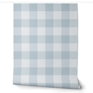 Powder Blue Large Chequered Gingham Wallpaper