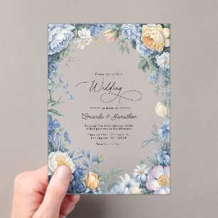 Powder Blue, Lemon Chiffon & Soft White Wedding Acrylic Invitations
