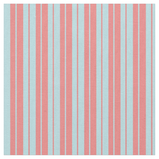 Powder Blue & Light Coral Lines Pattern Fabric (Close Up)
