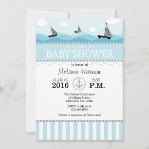 Powder Blue Nautical Baby Shower Invitation