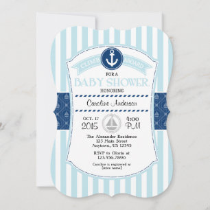 Powder Blue Nautical Baby Shower Invitation