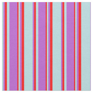 Powder Blue, Orchid & Red Coloured Lines Fabric