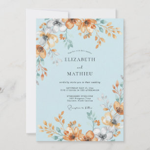 Powder Blue Painterly Summer Wedding Invitation