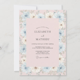 Powder Blue Peony Wedding Invitation