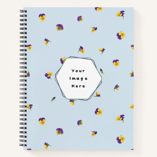 Powder Blue Purple Yellow Viola Floral Pattern Notebook (Front)