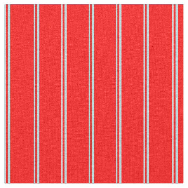 Powder Blue & Red Coloured Lines Fabric (Close Up)