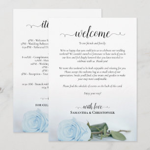 Powder Blue Rose Fancy Wedding Welcome & Itinerary Programme