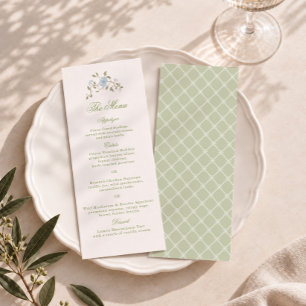 Powder Blue Sage English Garden Tall Menu Card