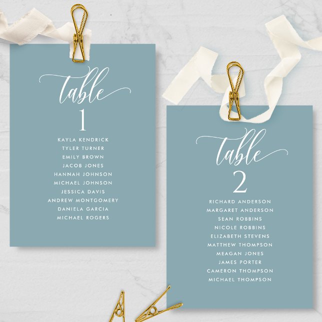 Powder Blue, Seating Plan Cards with Guest Names (Creator Uploaded)