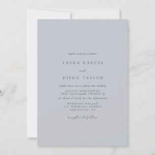 Powder Blue Simple Elegant Wedding Invitation