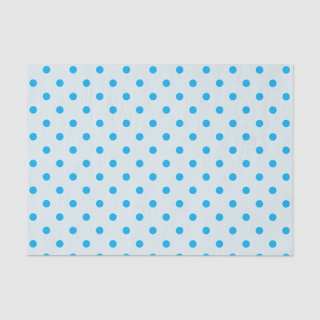 Powder Blue & Sky Blue Polka Dots Tissue Paper (Front)