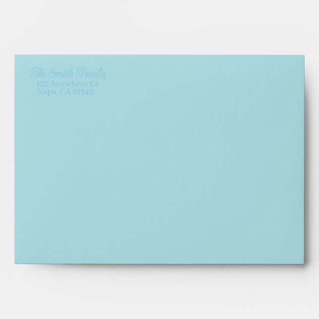 Powder Blue & Sky Blue Wedding Customisable Text Envelope (Front)
