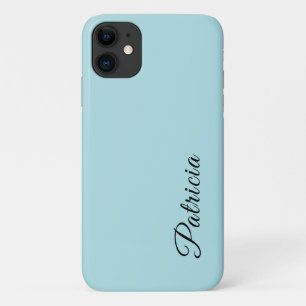 Powder Blue Solid Colour Minimalist Elegant Name Case-Mate iPhone Case