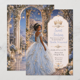 Powder Blue Sweet 16 Princess Garden Invitation