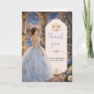 Powder Blue Sweet 16 Princess Garden Thank You Card
