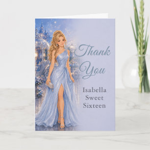 Powder Blue Sweet Sixteen Thank You Card