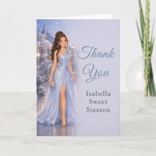 Powder Blue Sweet Sixteen Thank You Card